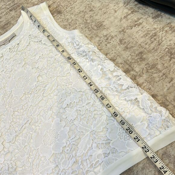LOFT white Floral Lace Tank Top overlay small - Picture 8 of 9